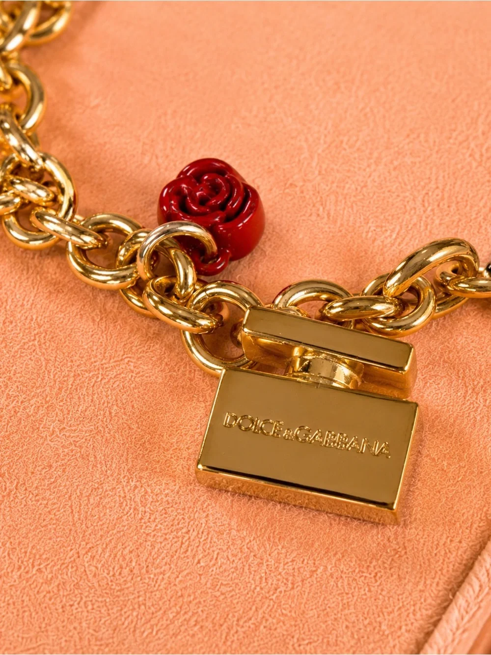 Dolce & Gabbana Y2K Makeup Gold-Tone Multi-Charm Bracelet Lipstick Rose Heart